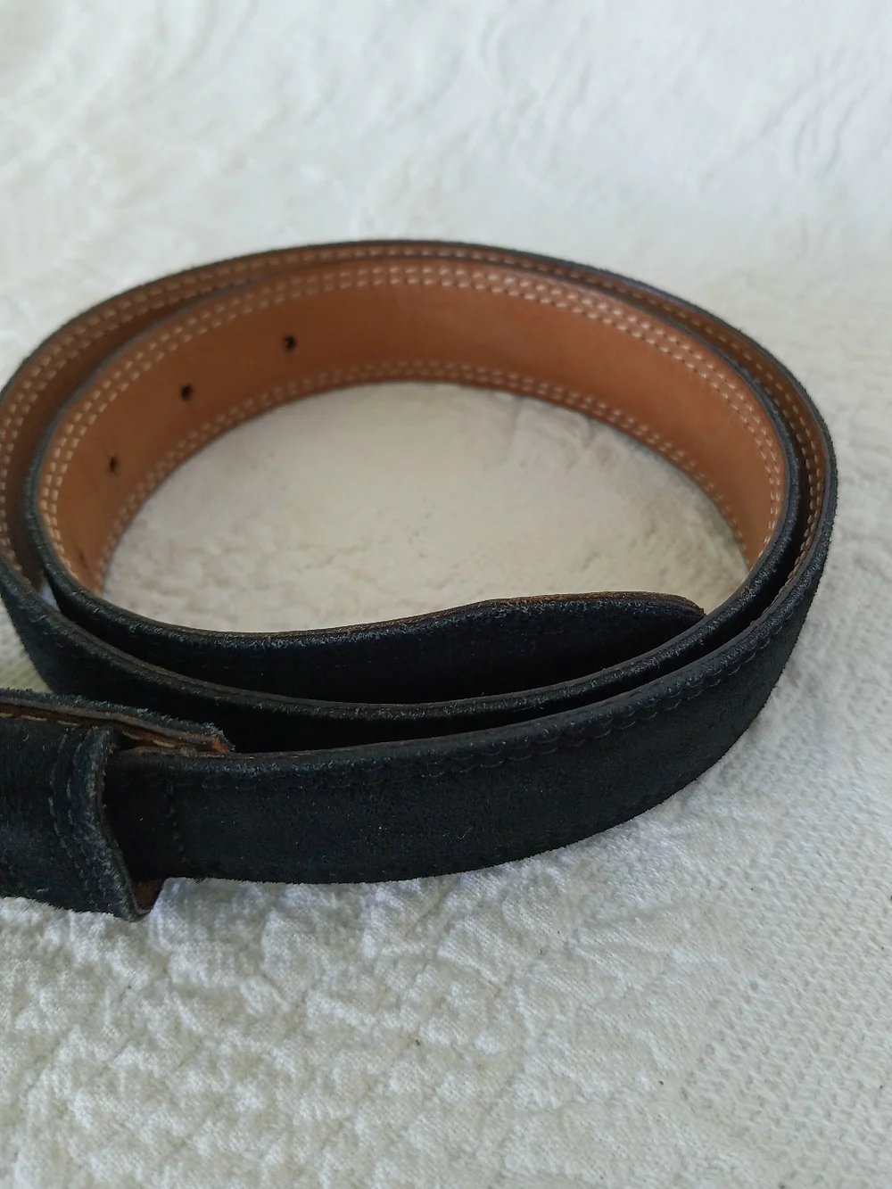 Black Suede Waist Belt Oval Buckle Thin Skinny Small Simple Basic Work Classy SM